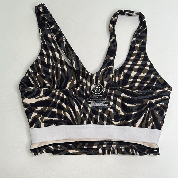Sage Collective animal print black green sports bra size small - Picture 8 of 9